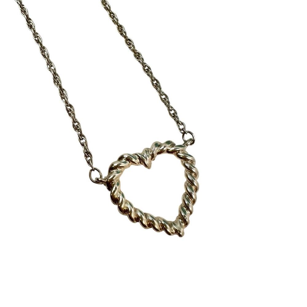Tiffany & Co Sterling Silver Twisted Open Heart Necklace 18" Box & Pouch